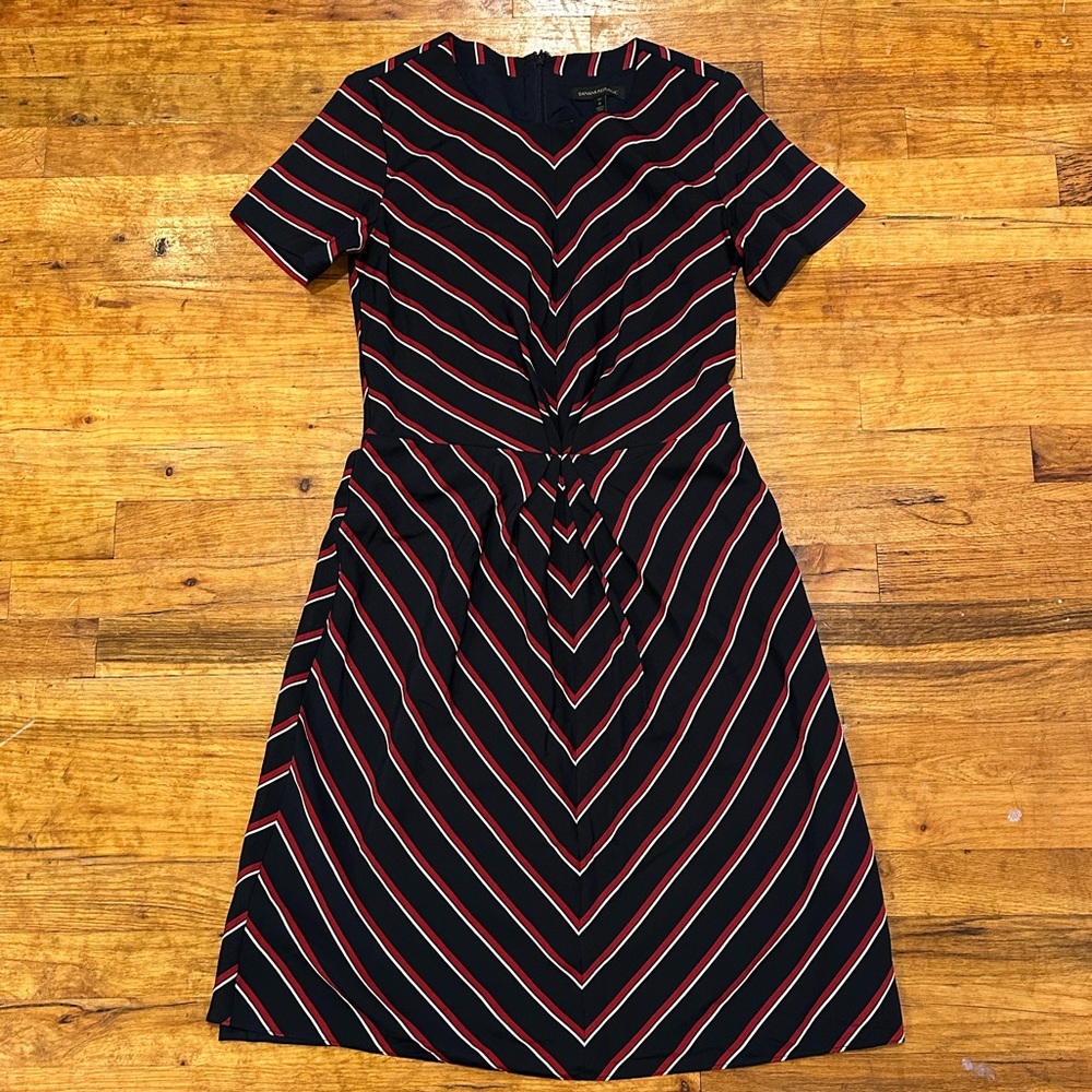 Banana Republic Navy and Red Striped Dress